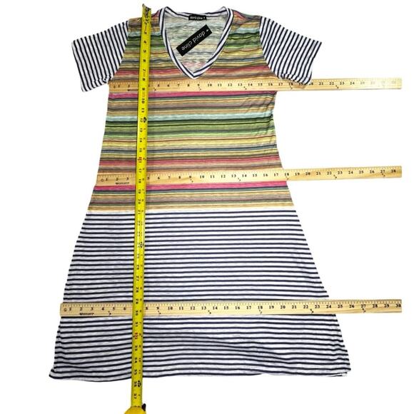 NWT David Cline V-Neck Short Sleeve T-Shirt Dress SZ Small Blue Stripe $119 - Picture 15 of 15